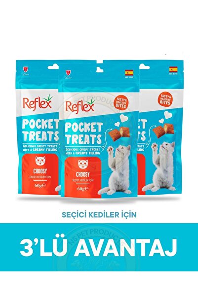 Reflex Pocket Treats Seçiçi Kediler İçin Kedi Ödül Maması 3lü Fırsat 3x60gr