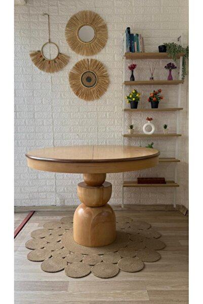 silla Concept Boğum Ayaklı Masa Ahşap Yuvarlak Naturel Renkli Açılır Masa (ÇAP 110 CM)