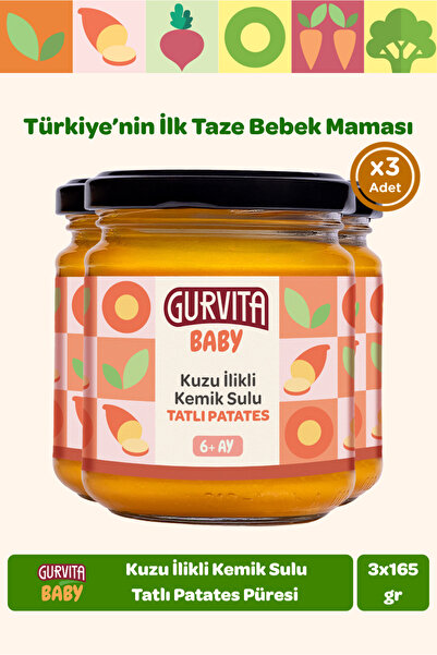 Gurvita Baby Kuzu İlikli Kemik Sulu Tatlı Patates 165 gr 3 Adet
