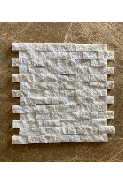 Görkem Mermer Beyaz Traverten Duvar Taşı Patlatma Mozaik Doğal Taş Duvar Kaplama