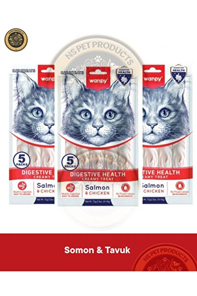 Wanpy Digestive Health - Sindirim Destekleyici Somon Balık & Tavuk Kedi Krema...