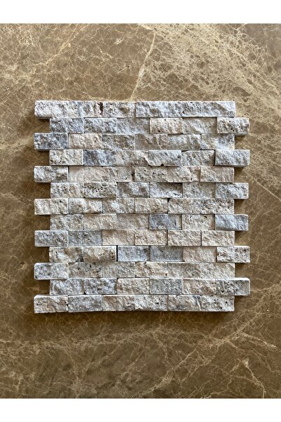 Görkem Mermer Silver Gümüş Traverten Mermer Duvar Taşı Patlatma Mozaik Doğal Taş Duvar Kaplama