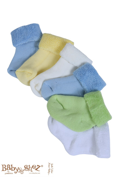 Baby Shez %100 Pamuklu 6'lı Yenidoğan Havlu Kışlık Bebek Çorap
