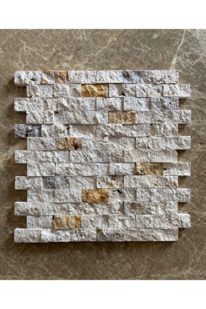 Görkem Mermer 3'lü Mix Traverten Duvar Taşı Patlatma Mozaik Duvar Kaplama
