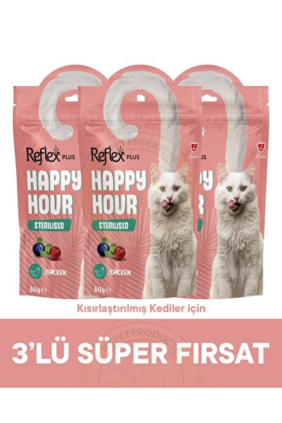 Reflex Happy Hour Kısırlaştırılmış Kediler için Ödül Maması 3lü Fırsat 3x60gr