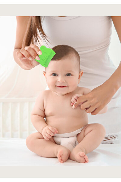 TrioStore Baby Bath Comb, For Removing Cradle Caps, Silicone, Green