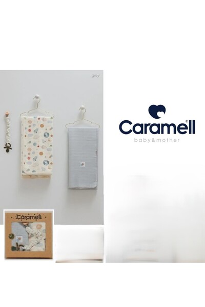 Caramell My Baby Beach 80X90 cm 1Pc Combed Cotton 1Pc Muslin Blanket 1Pc Pacifier Strap Set of 3 Boxed 2208