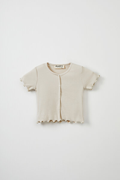 Marvy Ecru Ribbed Tshirt - Leggings Set