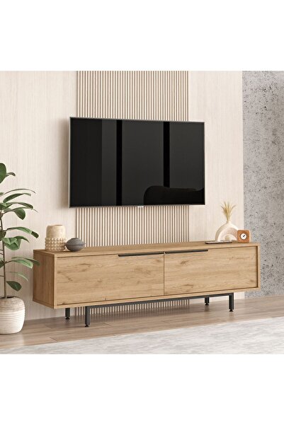 Yurupa Bohem Tv Ünitesi 160cm Tv Sehpası Metal Ayaklı Sepet BOH1-S