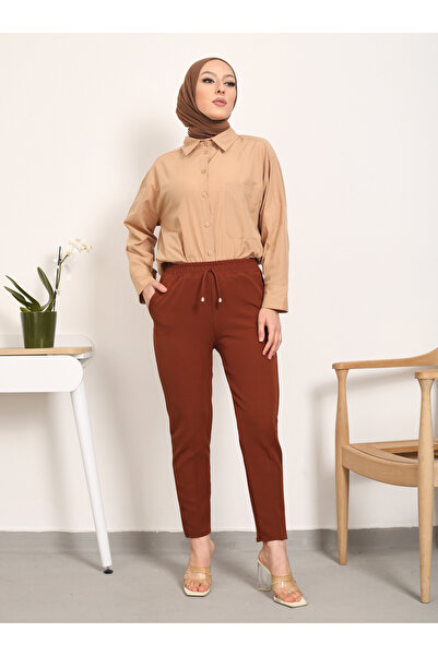 VAV Παντελόνι από ύφασμα καφέ αλτήρα - Vav