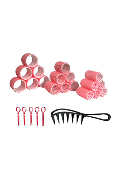 Croc 1237 Pembe 37 Parça Bigudi Seti, 18 Bigudi, 18 Saç Pensi, 1 Tarak