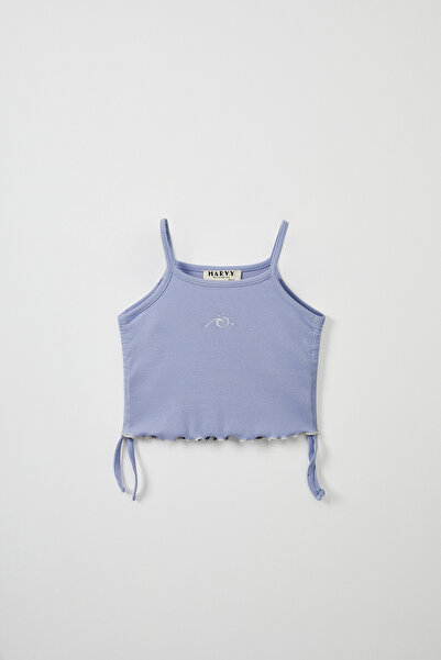 Marvy Blue Ribbed Strap Blouse - Mini Shorts