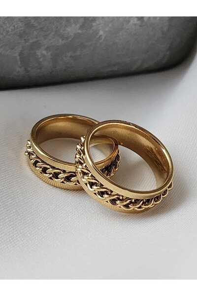 ZÜLİSCH Wedding Ring Ring Chain ​​Steel Gold 7 mm