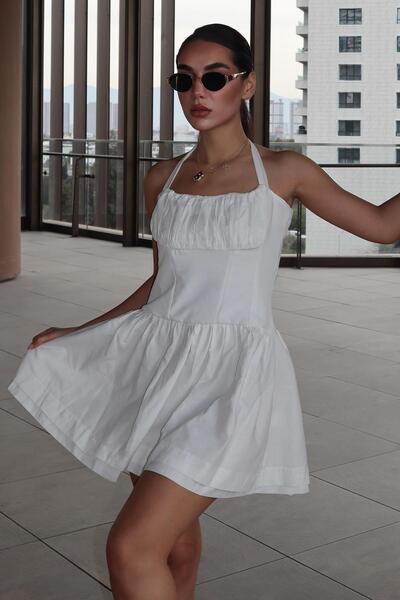 Madmext Rochie mini albă cu decolteu Mg2353