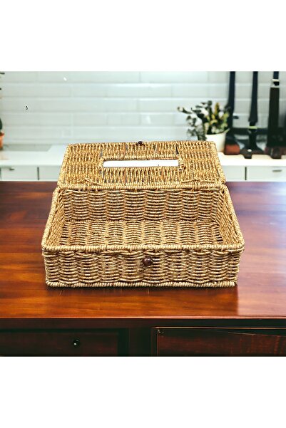 YzHome Wicker Rattan Napkin Holder Storage Box Organizer Square Large