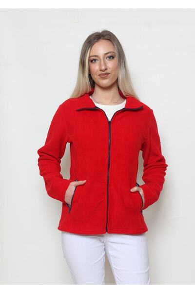 Cottoncool Women's Red Fleece Cardigan