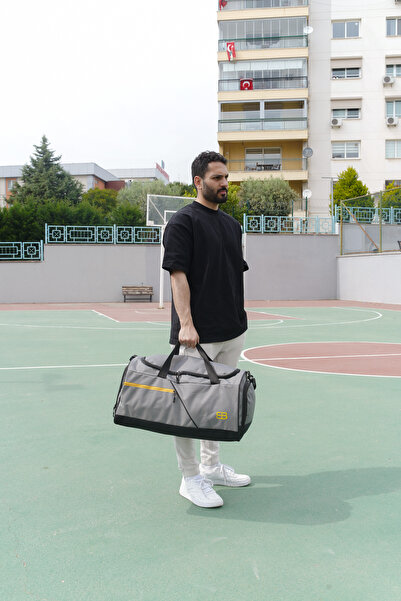 Solo Bag Large Size Unisex Gray Sports Fitness and Travel Bag with Shoe Compartment Thermos