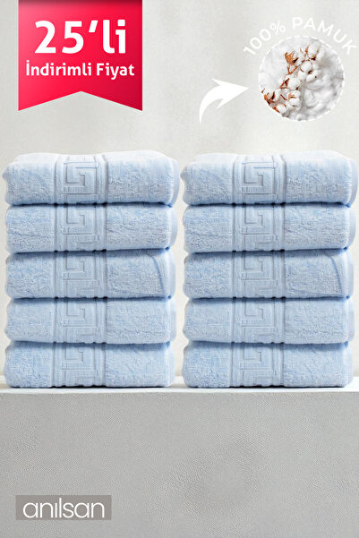Anılsan 25-пакетний блакитний грецький рушник - 50x90 см, 225 г, 100% бавовна, рушник для спа та готелю, для щоденного використання