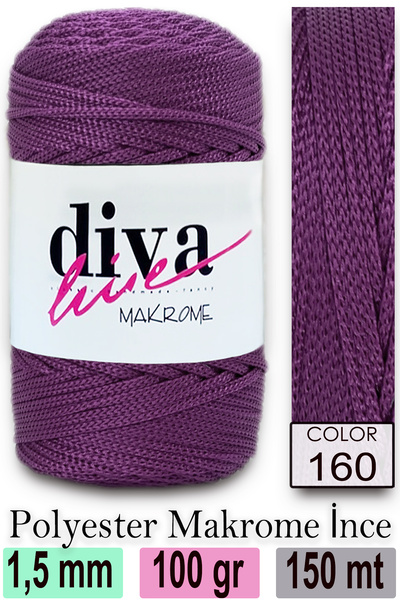 Diva İplik Diva Makrame Konac 160 Ljubičasta