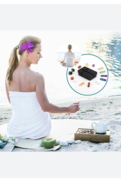 TrioStore 7 Chakra Reiki Bracelet Set Made of Natural Semi-Precious Stones with Hand-Woven Braiding