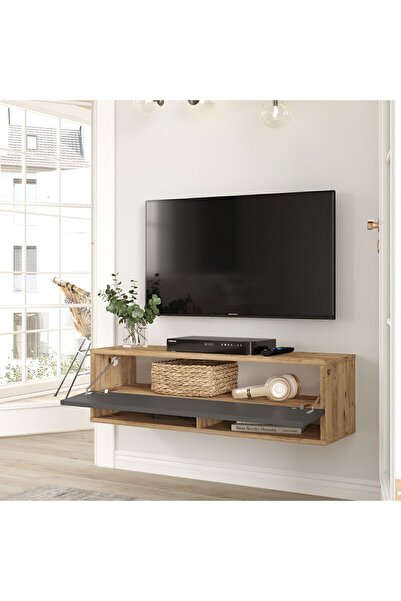 Yurupa Aven Tv Ünitesi Tv Sehpası Raflı Kapaklı 100cm Çam-Antrasit AVE13-AA