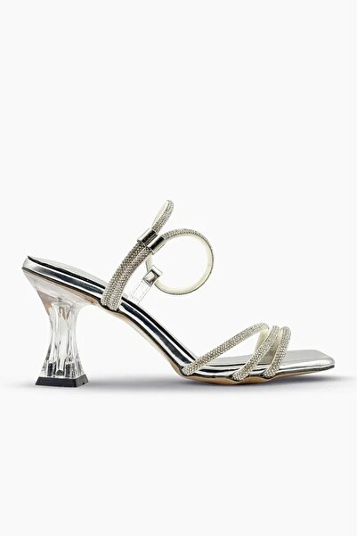 CARLA BELLA Women's Silver Stone Heeled Shoes Women's Evening Dress Shoes