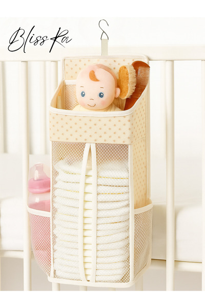 Blissra منظم منظم حفاضات الأطفال مع حزام (قابل للتعليق على سرير الأطفال) - ور...