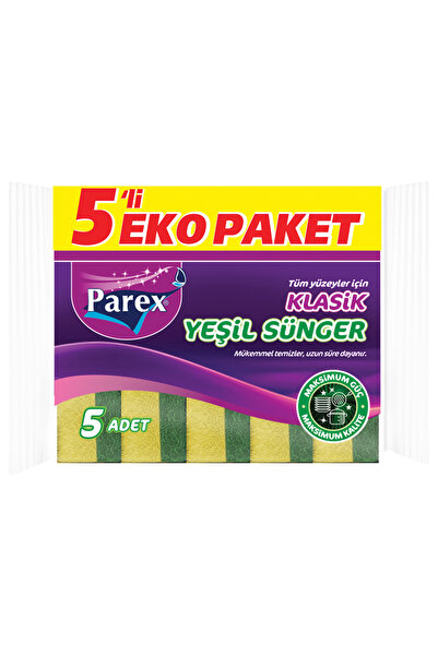 Parex Klasik Yeşil Sünger Düz 5'li Paket