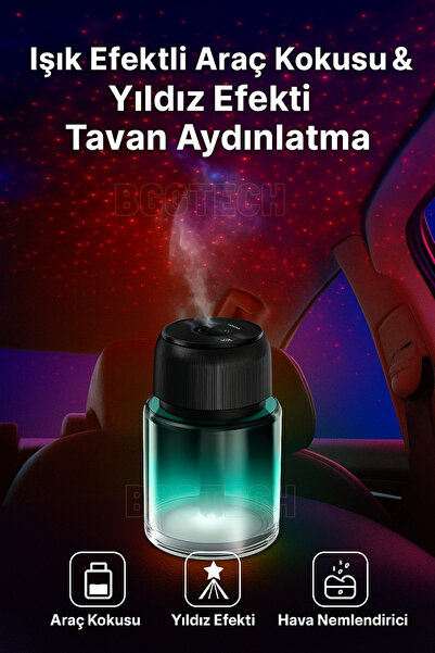 BGGTech Işık Efektli Araç Kokusu | Yıldızlı Tavan Aydınlatma, Hava Nemlendiri...