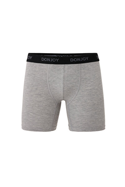 don joy Men's 3-Piece Combed Cotton Long Leg Gray Boxers with Elastic Waist