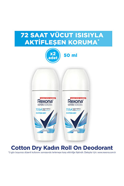 Rexona Üstün Koruma Kadın Roll On Deodorant Cotton Dry 50 ml x2