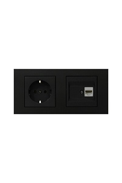 OVİVO مجموعة Ovivo Grano Black مكونة من 2 مقبس مؤرض ومجموعة مقابس بيانات Cat5