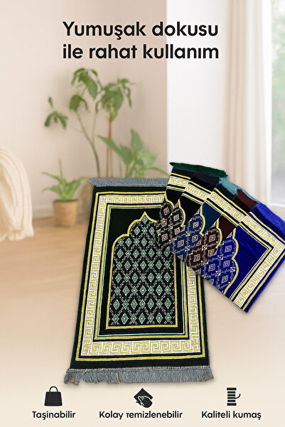 OBRNHOMEN 5 Pcs Velvet Prayer Mat 400 Gr Soft Textured Quality Stylish Design Gift & Daily Use