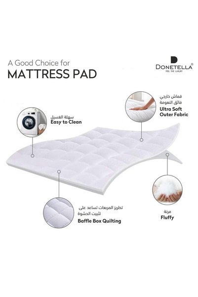 Donetella 200x200+14 cms Microfiber Hotel Mattress Topper-1500GSM, Super King Size -Fitted Style
