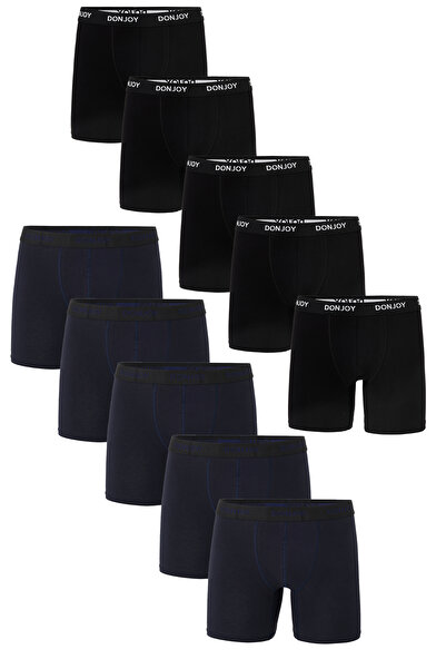 don joy سروال بوكسر رجالي من القطن الممشط بطول 10 قطع وخصر مطاطي