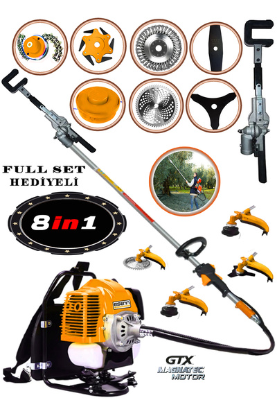 Eisenn Alman World Oliven 9.9 Hp Zeytin Silkme Makinası + Sırt Tipi Benzinli Motorlu Tırpan