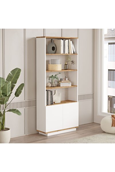 Yurupa Aven Kitaplık 168cm Raf 2 Kapaklı Raflı Çam-beyaz AVE16-AW