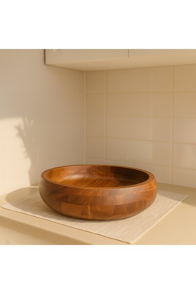 morponi Natural Acacia Wood Serving Bowl 19 cm