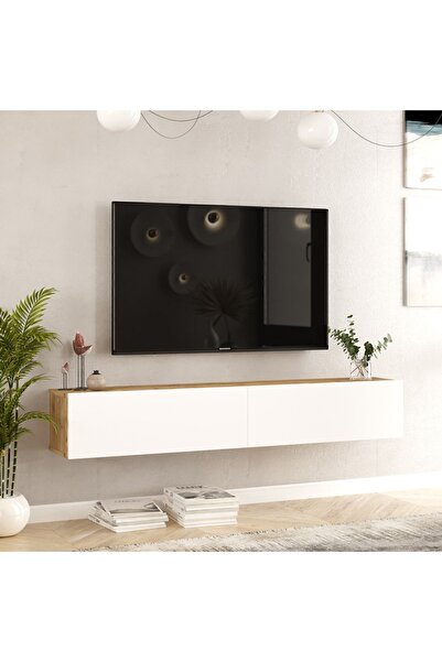 Yurupa Aven Tv Ünitesi Tv Sehpası Kapaklı 180cm Çam-Beyaz AVE8-AW