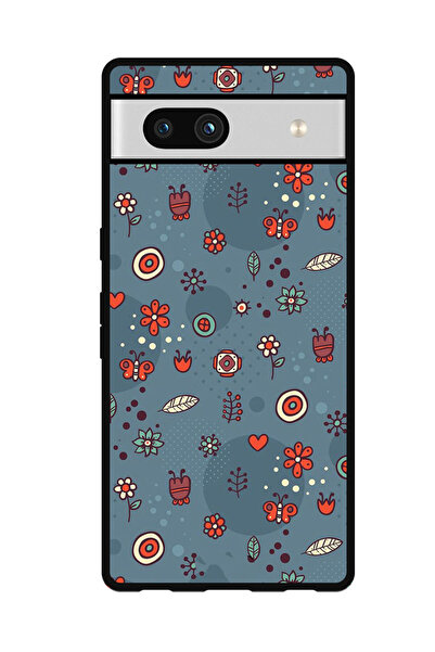 Theodor جراب واقٍ مضاد للخدش والصدمات لهاتف Google Pixel 7a بأوراق وأزهار