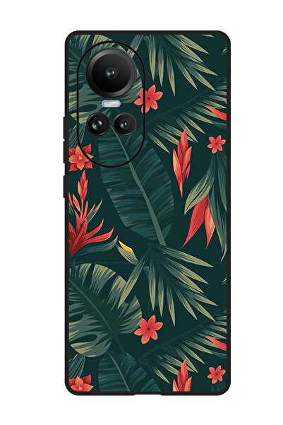 Theodor جراب واقٍ مضاد للخدش والصدمات لهاتف Oppo Reno 10/10 Pro بأوراق خضراء