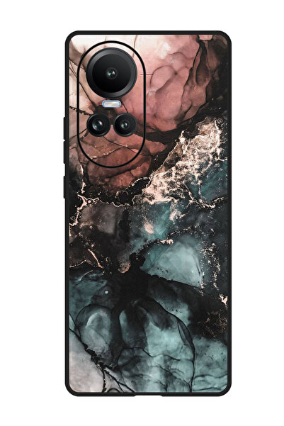 Theodor جراب واقٍ مضاد للخدش والصدمات لهاتف Oppo Reno 10/10 Pro بلون رخامي ملون