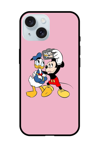 Theodor جراب واقٍ مضاد للخدش والصدمات لهاتف iPhone 15 ميكي دونالد سيلفي
