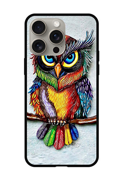 Theodor جراب واقٍ مضاد للخدش والصدمات لهاتف iPhone 15 Pro Max بتصميم بومة ملونة