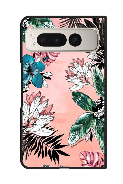 Theodor جراب واقٍ مضاد للخدش والصدمات لهاتف Google Pixel Fold بتصميم زهور وأوراق