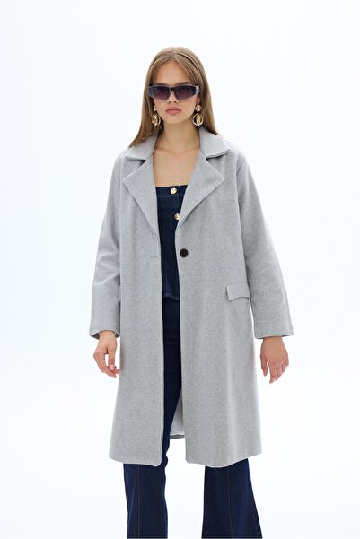 SevdeUgur Women's Gray Long Lined Cashew Coat / Collection