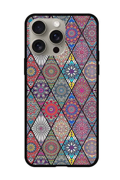 Theodor جراب واقٍ مضاد للخدش والصدمات لهاتف iPhone 15 Pro بتصميم فن ماندالا