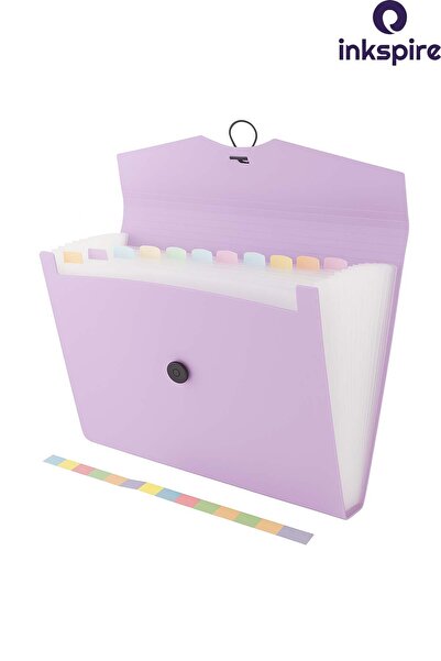 inkspire Bellows File Lilac Color 13 Compartments 1 Piece Accordion File Pocket Plastic Document Document File