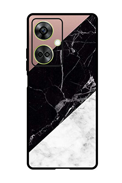 Theodor جراب واقٍ لهاتف OnePlus Nord CE 3، لون أبيض وأسود، سطح رخامي سادة