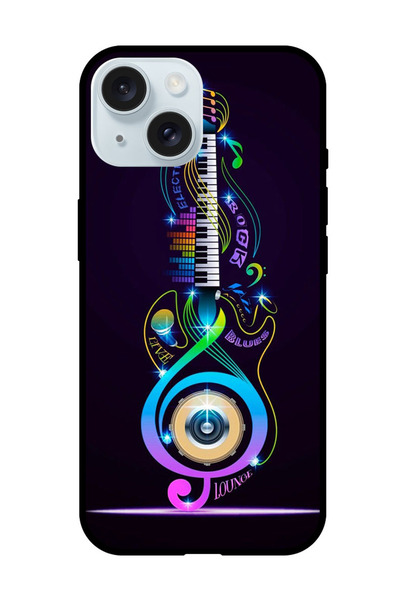 Theodor جراب واقٍ مضاد للخدش والصدمات لهاتف iPhone 15 مع جيتار موسيقي